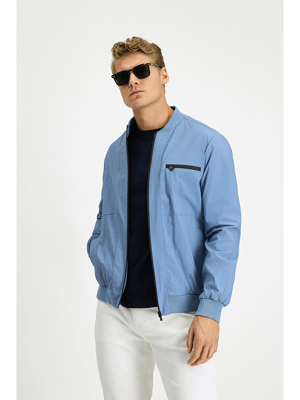 Mavi Mevsimlik Spor Bomber Ceket Mont-2