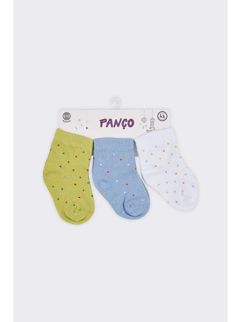 Karışık Erkek Bebek Puantiyeli Renkli Soket Çorap-1