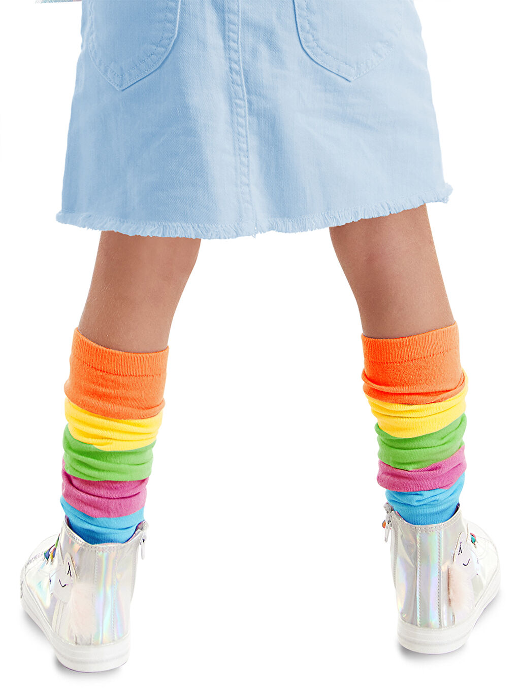 Karışık Renkli Çizgili Kız Çocuk Tozluk-1