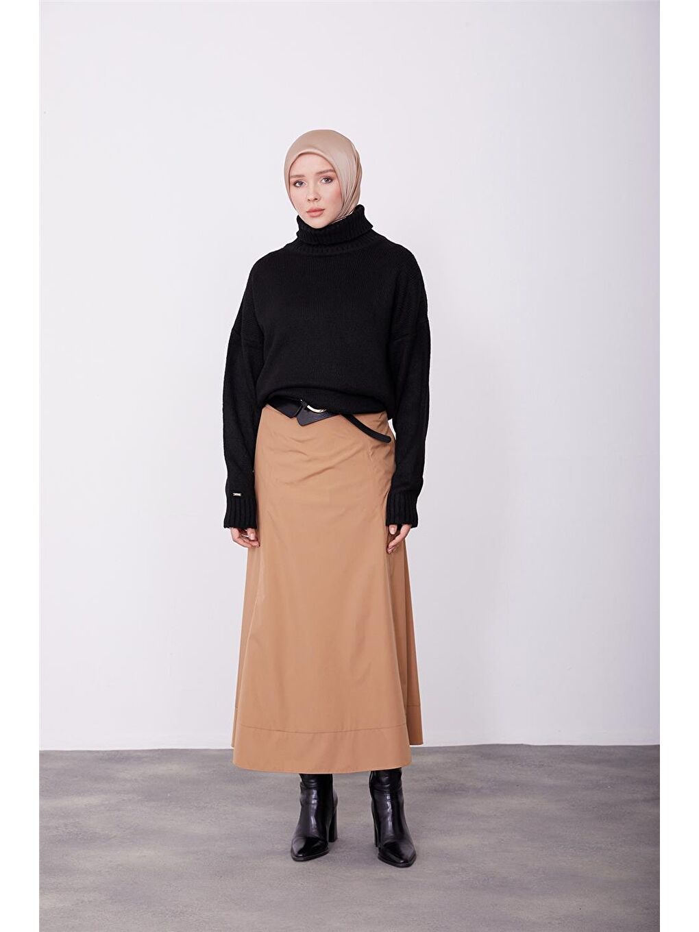 Kahverengi Kuplu Godeli Etek 23K1526 Bisküvi-1