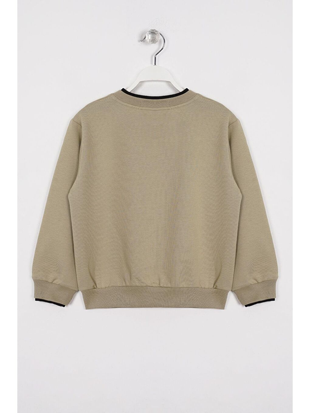 Yakası ve Kolları Garnili Haki Renk Erkek Çocuk Sweatshirt-1