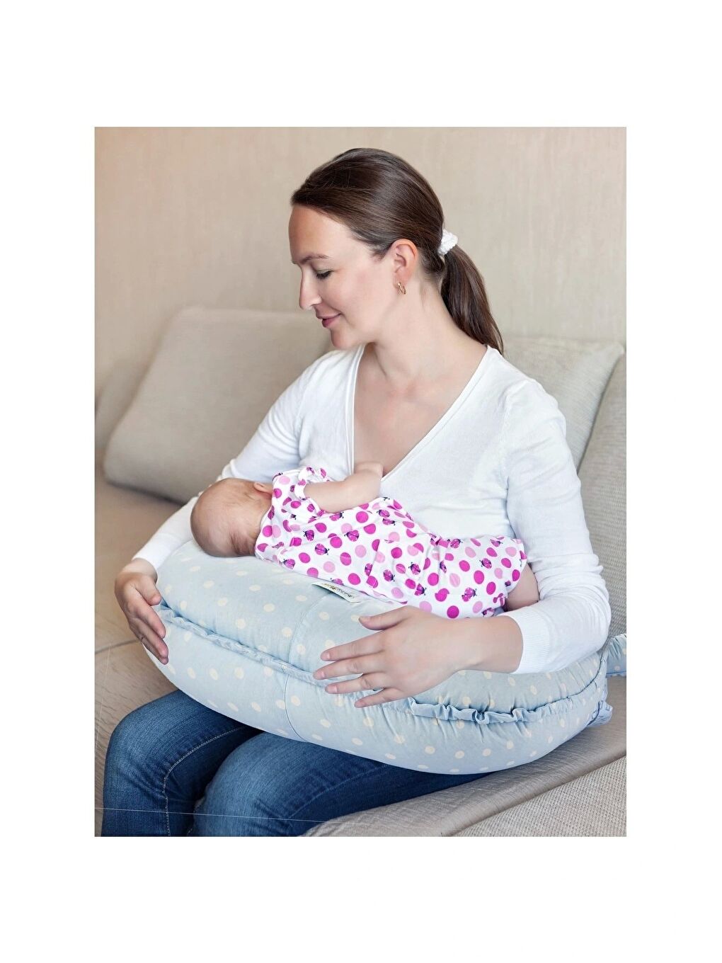 5 Fonksiyonlu Anne Yanı & Emzirme Minderi & Bebek Yatağı Gri Benekli-3