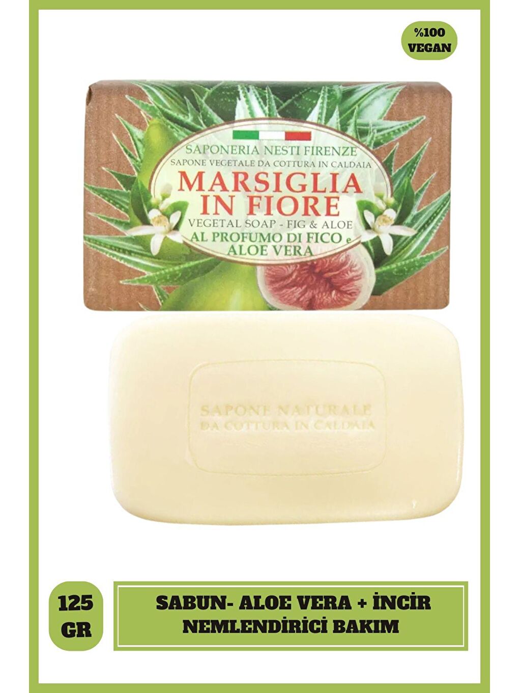 Nesti Dante Renksiz Marsiglia In Fiore Vegetal Soap Fig & Aloe Vera Nemlendirici Sabun Vegan Bakım 125 Gr