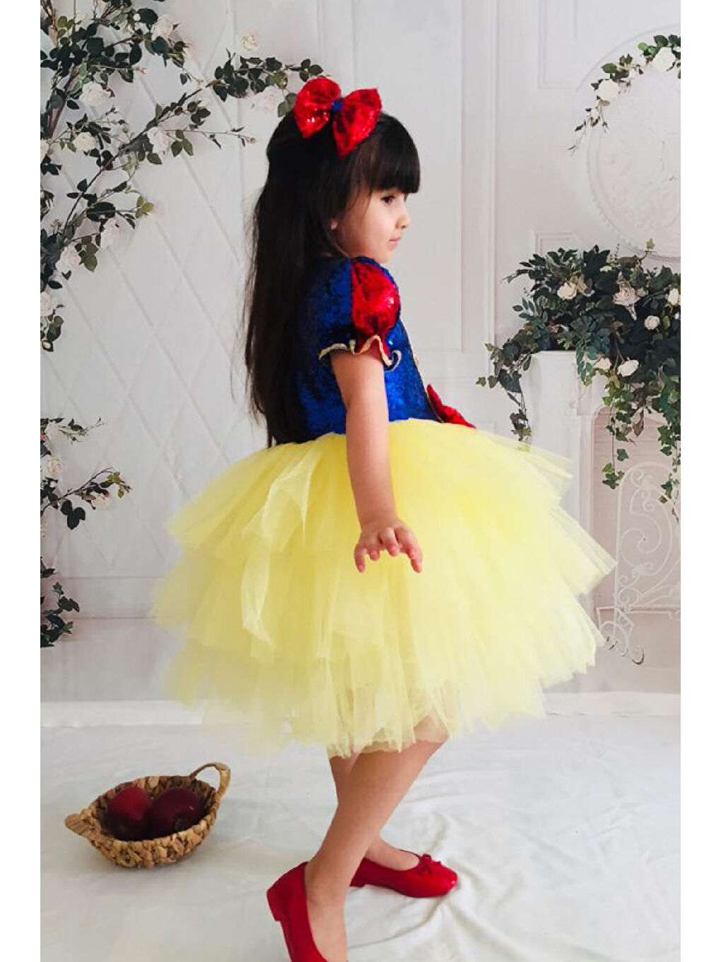 Mavi Tütülü Pul Payet Kız Çocuk Kostüm Elbise-5