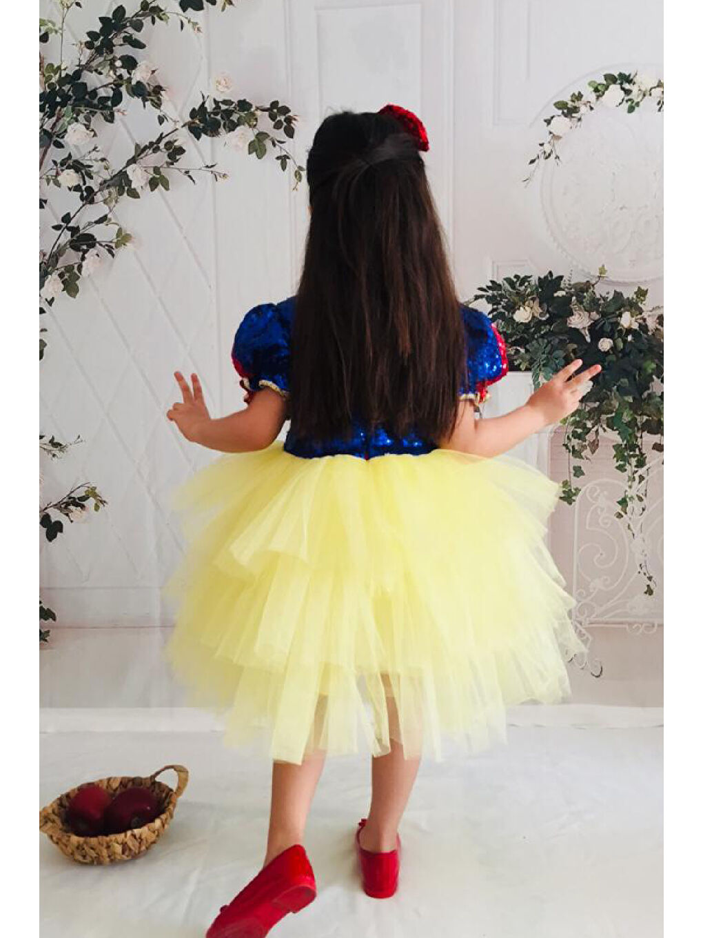 Mavi Tütülü Pul Payet Kız Çocuk Kostüm Elbise-6