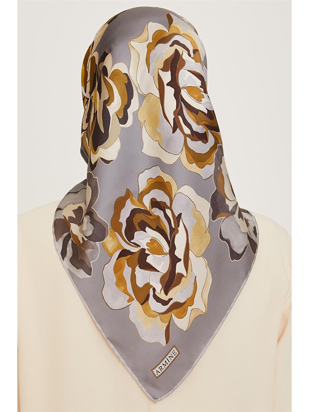 Karışık Çiçek Desenli Twill Saf İpek Eşarp 9234D 32-3
