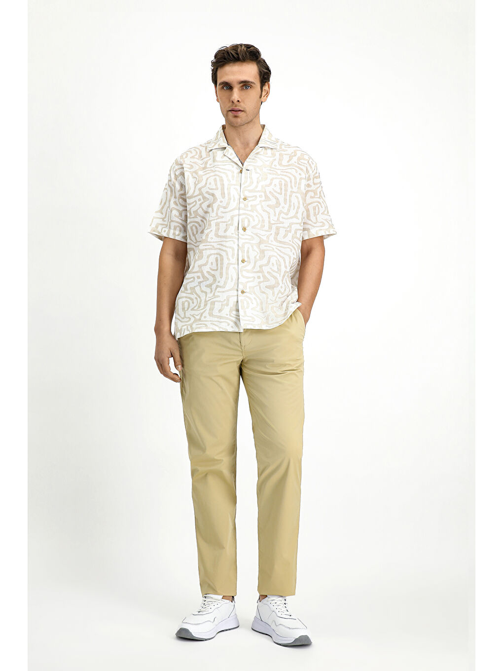 Bej Regular Fit Elastanlı Kanvas / Chino Pantolon