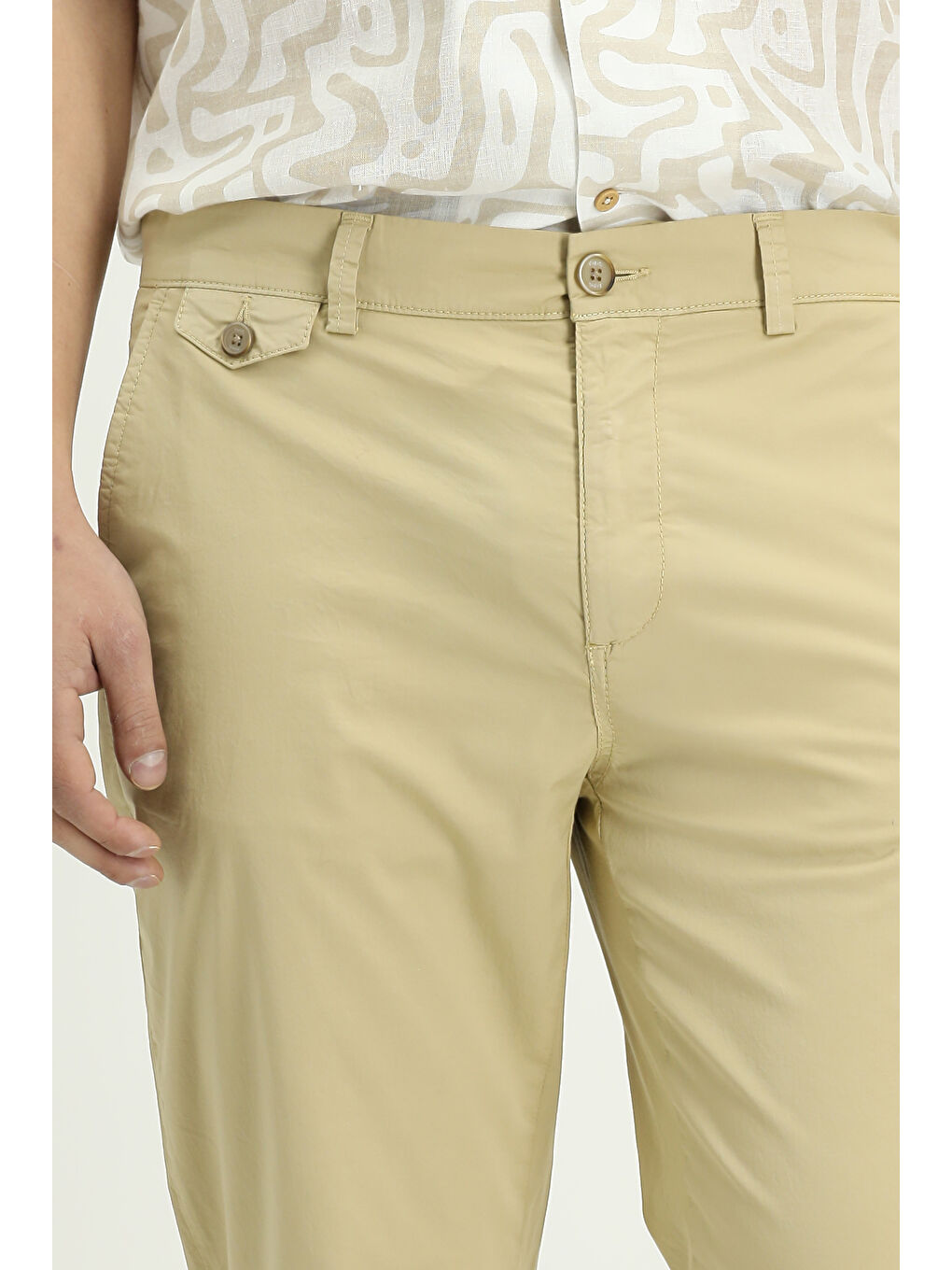 Bej Regular Fit Elastanlı Kanvas / Chino Pantolon-2