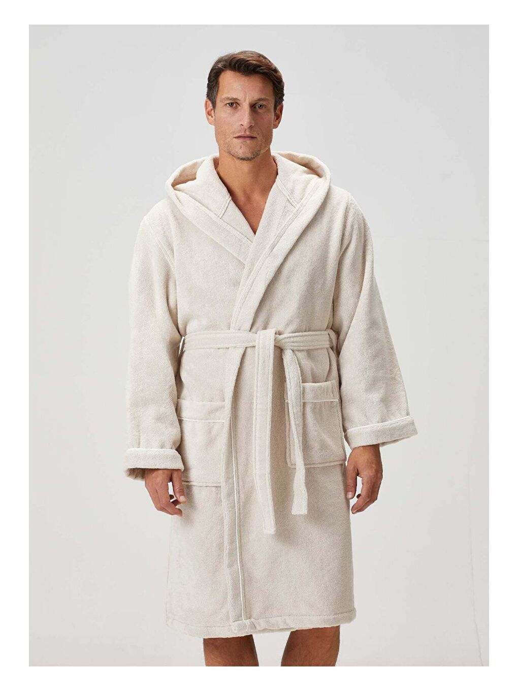 Miro %100 Pamuk Erkek Bornoz Bej