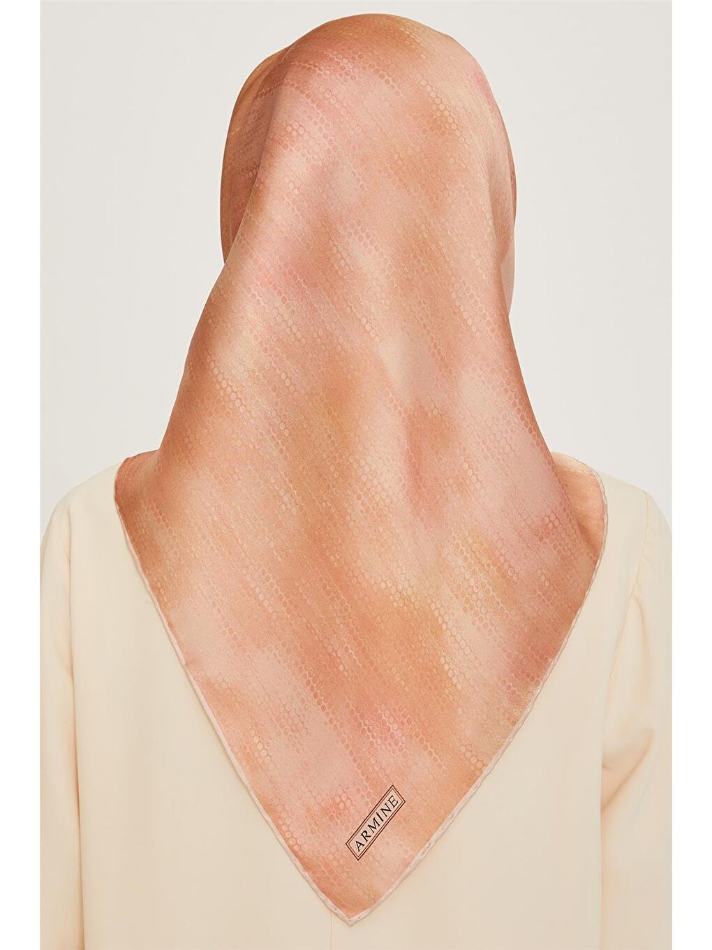 Turuncu Soyut Desenli Twill Saf İpek Eşarp 9221D 83-3