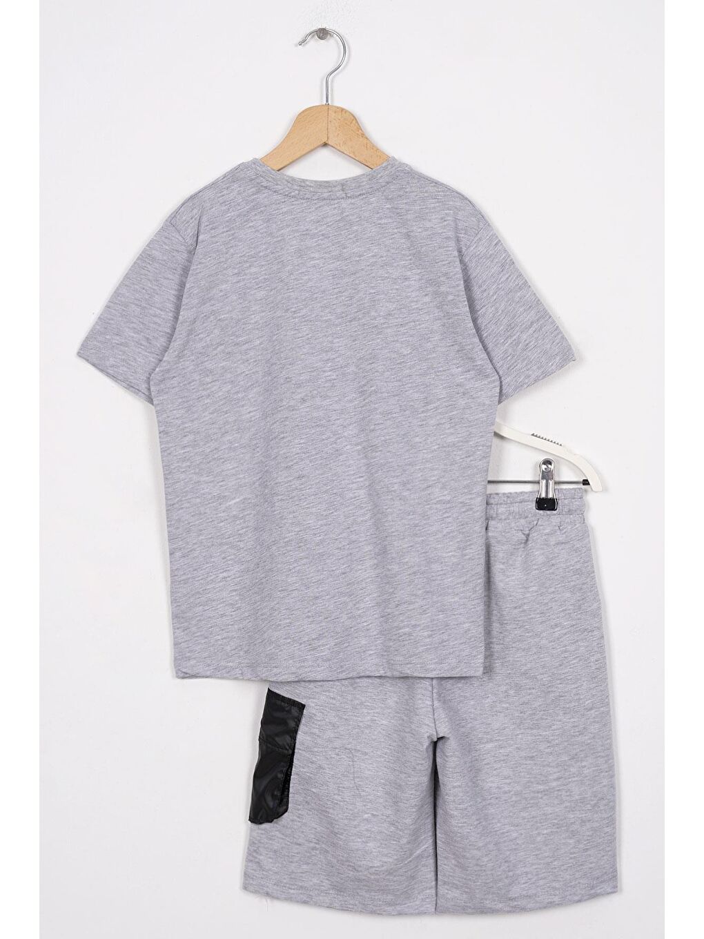 Ready Baskılı Gri Melanj Renk Erkek Çocuk Şortlu Takım-2