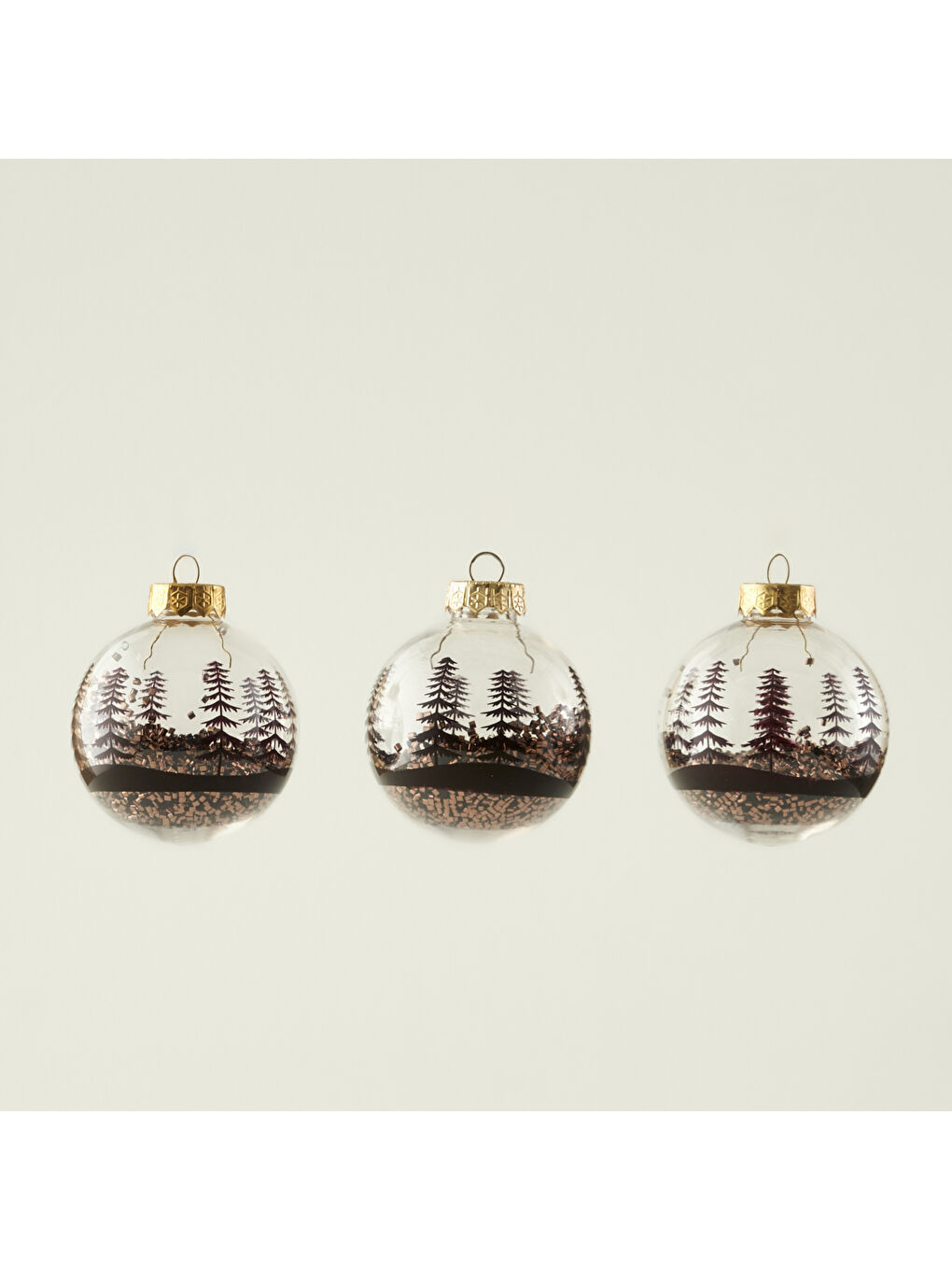 Christmas 3'lü Yılbaşı Süsü Kahverengi (8 cm)