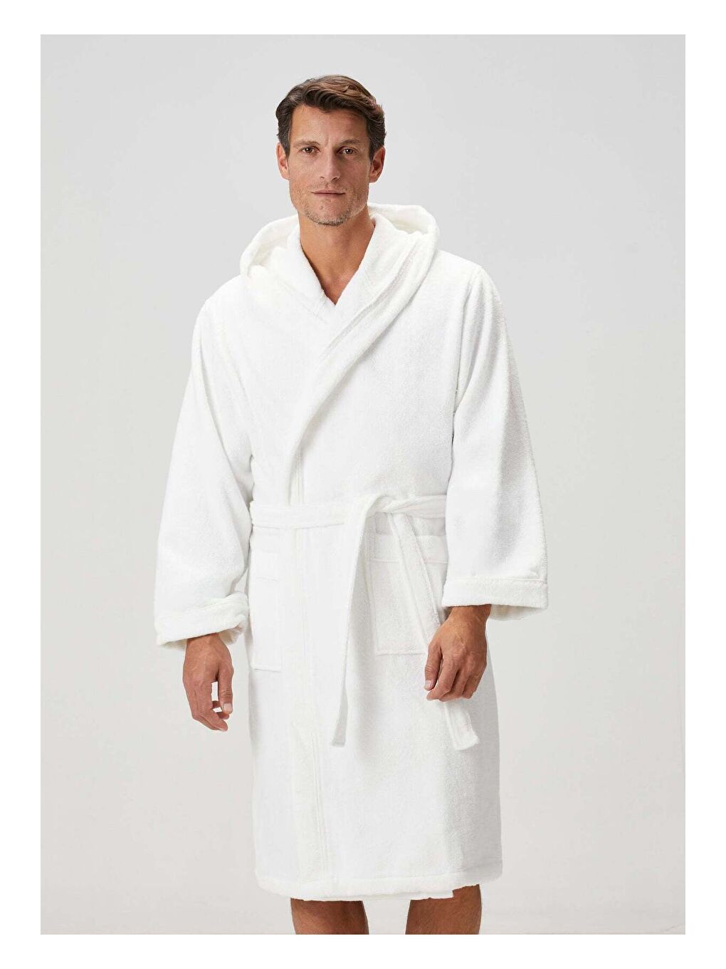 Miro %100 Pamuk Erkek Bornoz Beyaz-1
