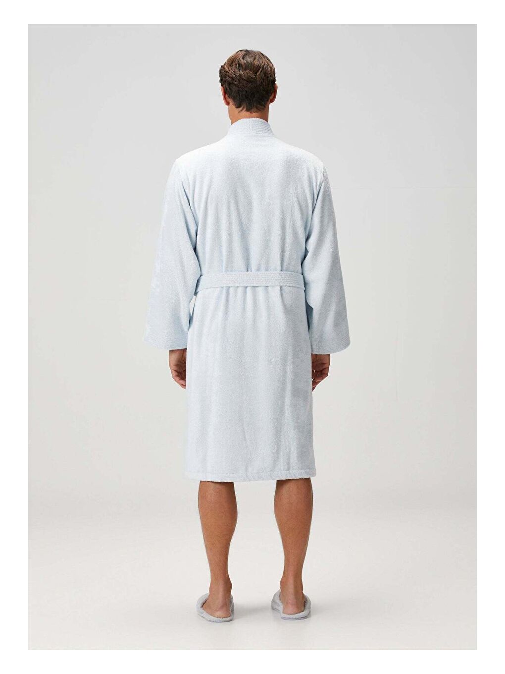 Verona Bambu Erkek Bornoz Buz Mavi-4