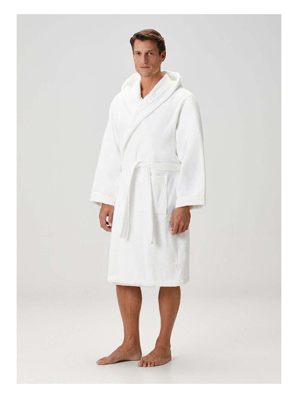Miro %100 Pamuk Erkek Bornoz Beyaz-2