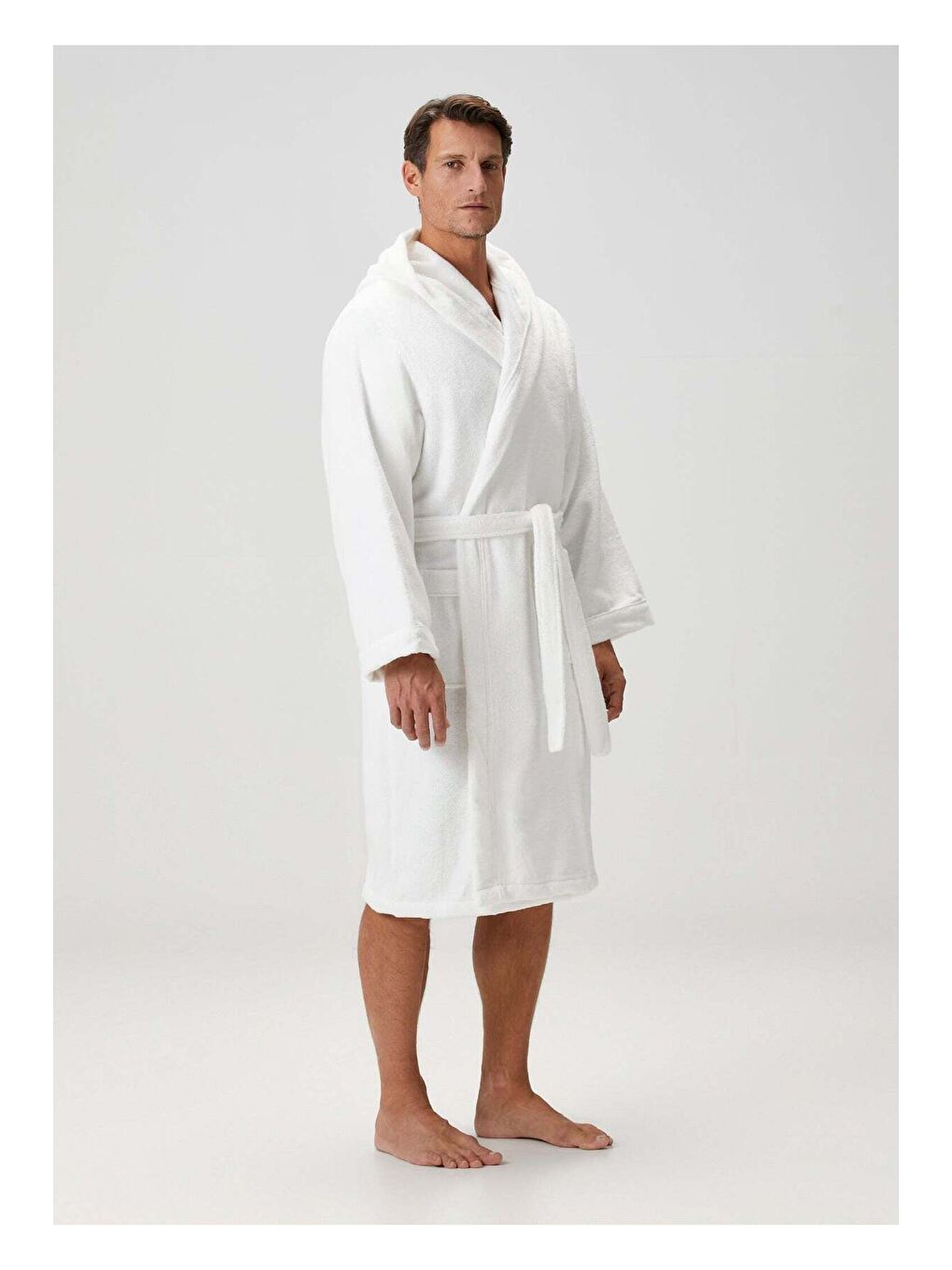 Miro %100 Pamuk Erkek Bornoz Beyaz-3