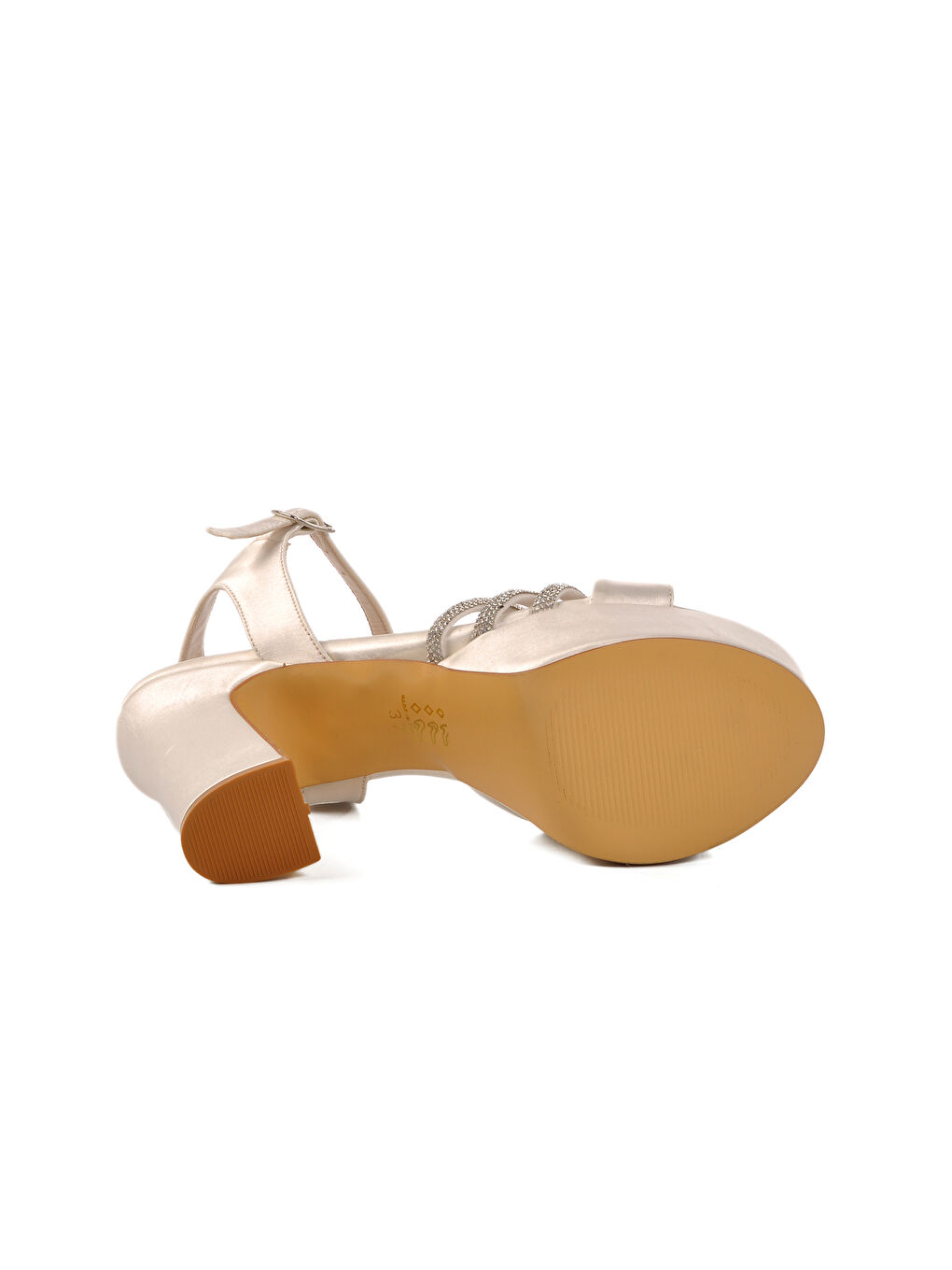 Bej Sedef Saten Kadın Topuklu Abiye Ayakkabı 655413 Z-4