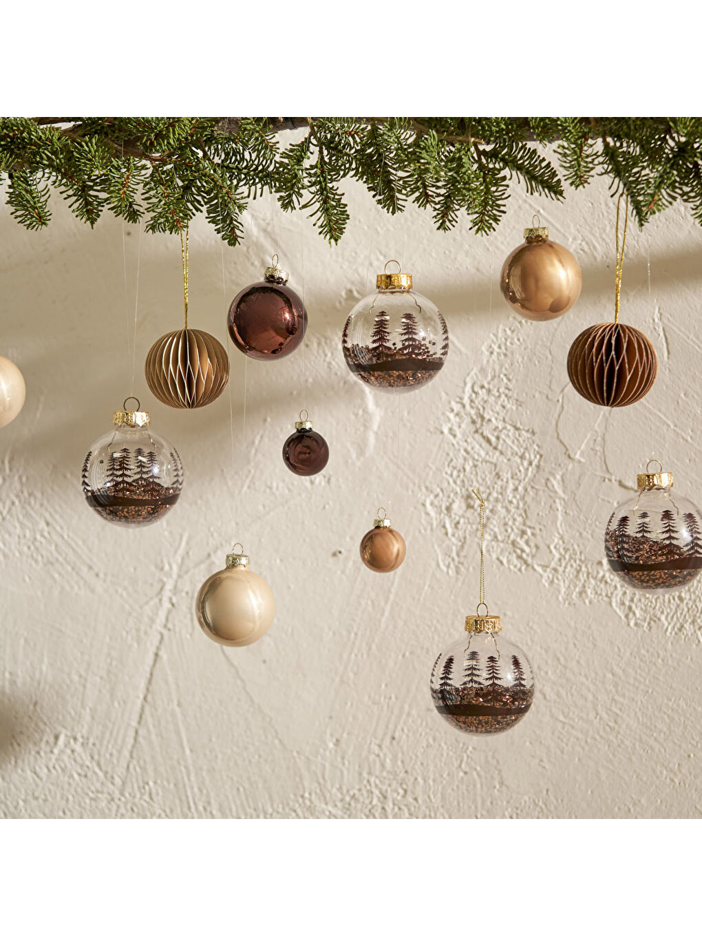 Christmas 3'lü Yılbaşı Süsü Kahverengi (8 cm)-4