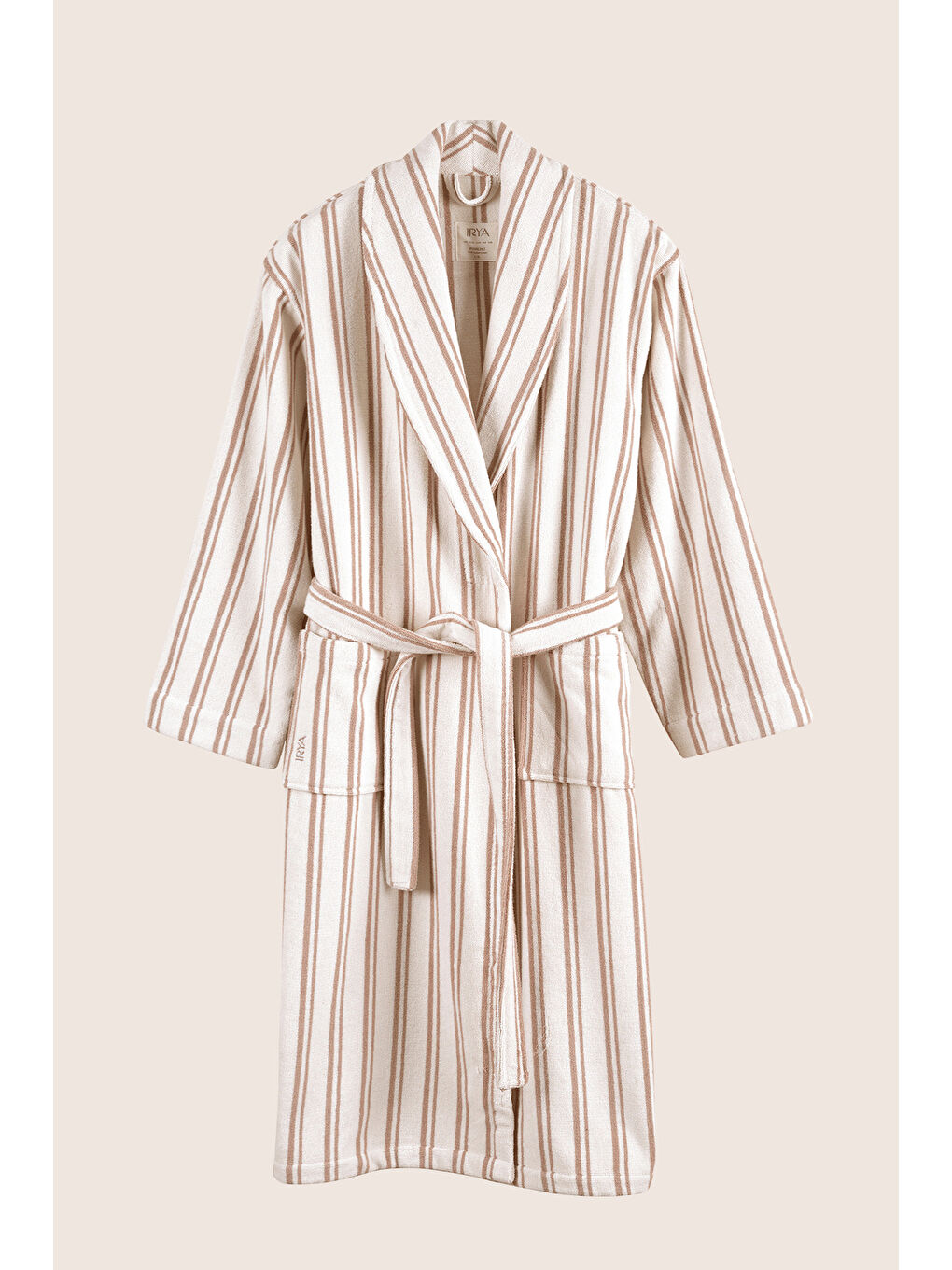 Kahverengi In Lines İpliği Boyalı Erkek Bornoz Mocha-3