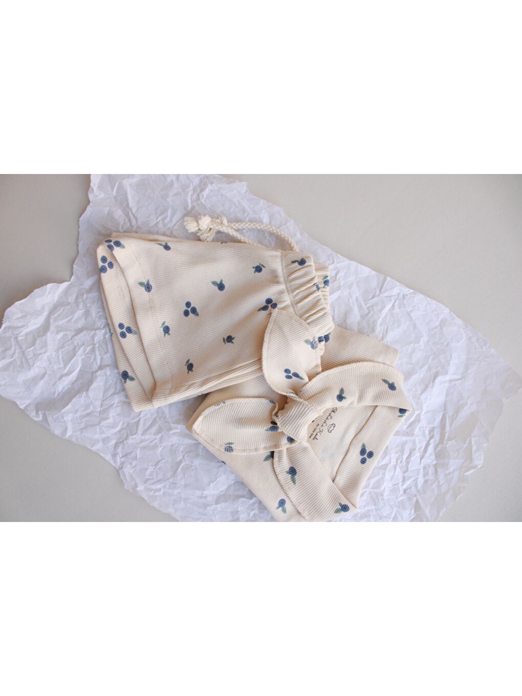 Ekru Blueberry Baskı Kaşkorse Yaka Bağlamalı Takım-5