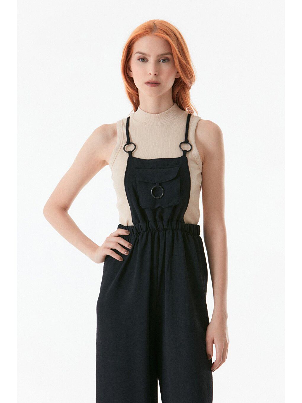 Siyah Askılı Önü Cepli Tulum-1