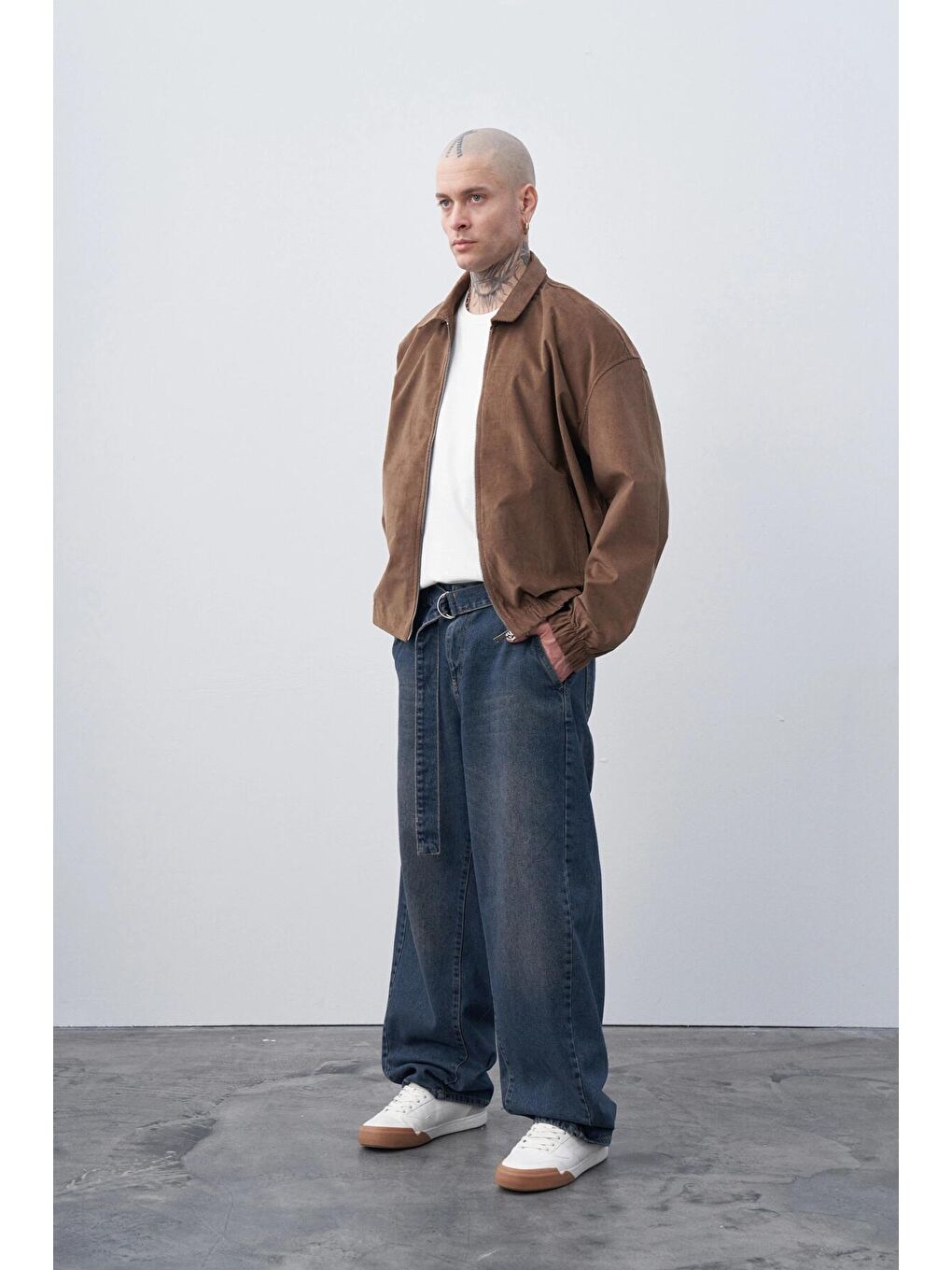 Mavi Kemer Detaylı Slochy Baggy Jean