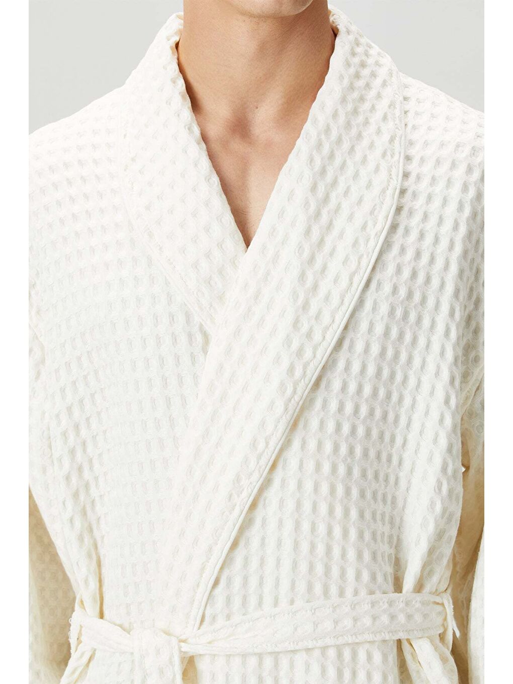 Aura Waffle Erkek Bornoz Ekru-1