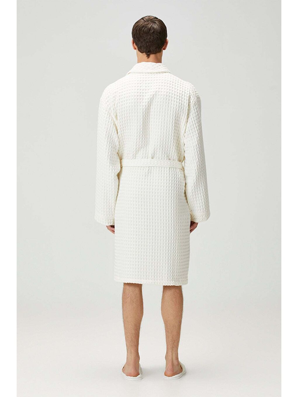 Aura Waffle Erkek Bornoz Ekru-2