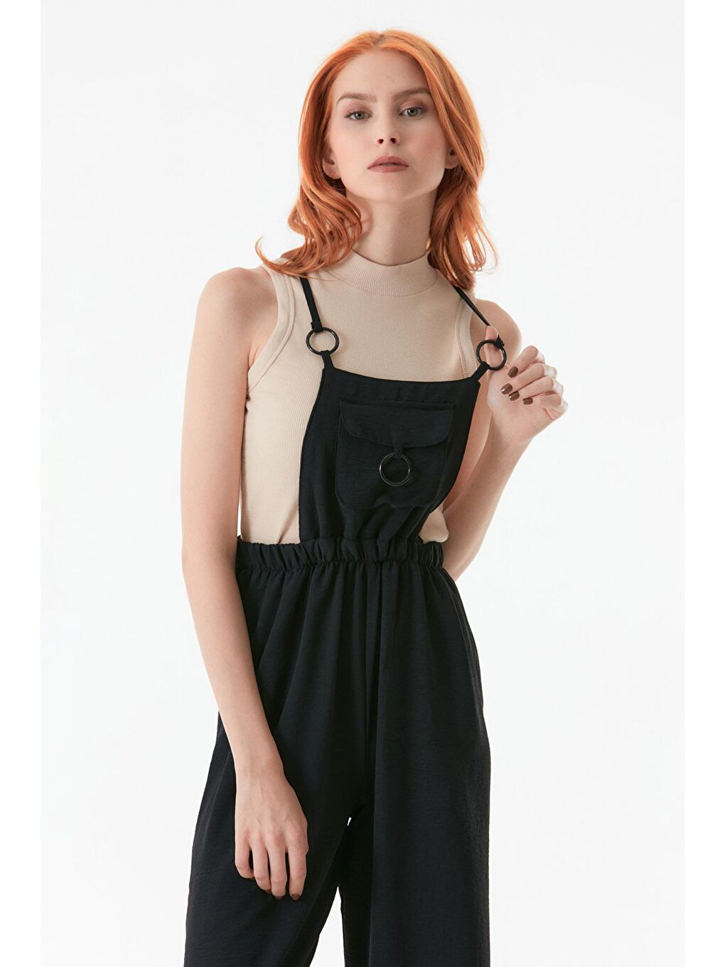 Siyah Askılı Önü Cepli Tulum-2