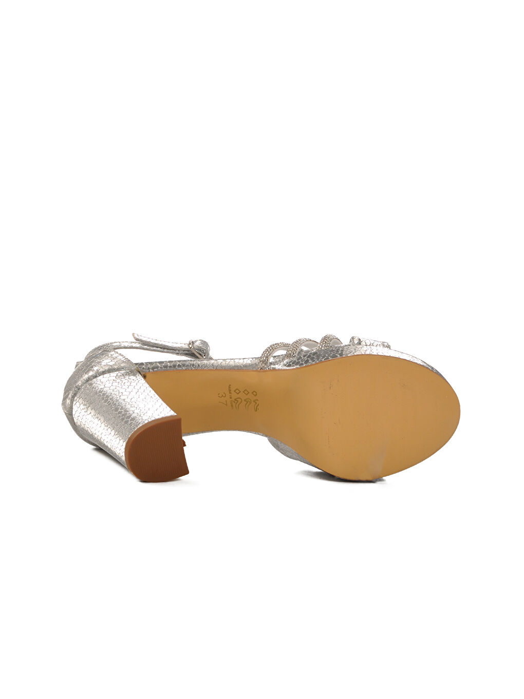 Gri Gümüş Kadın Topuklu Abiye Ayakkabı 655386 Z-4