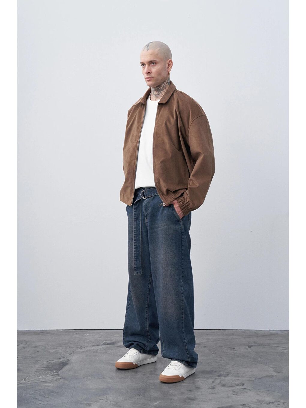 Mavi Kemer Detaylı Slochy Baggy Jean-1