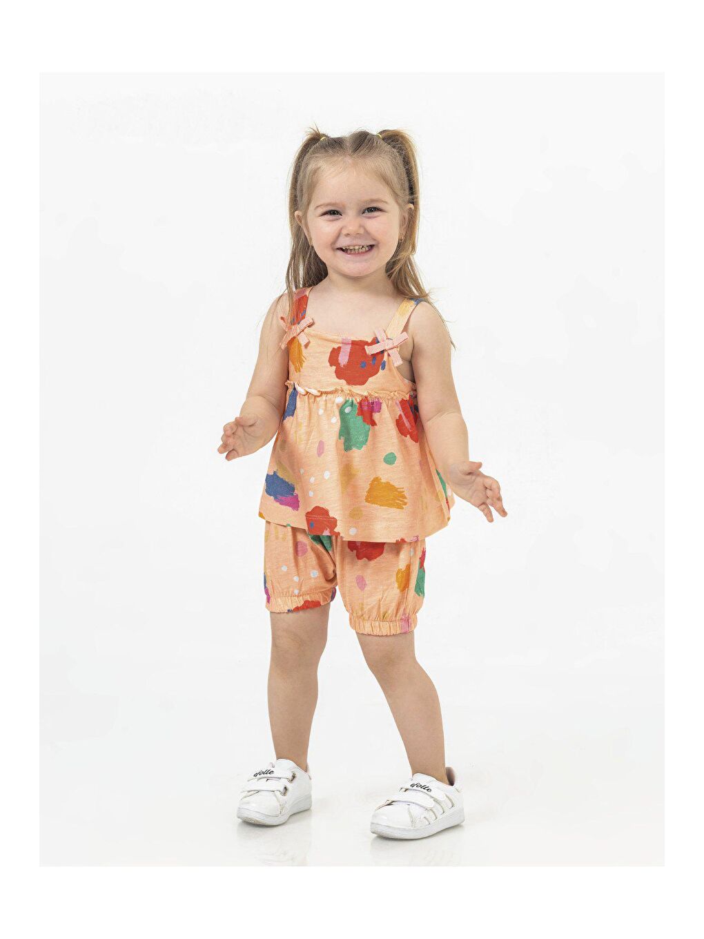 Turuncu Kız Bebek Tunik Model Şortlu Alt-Üst Takım
