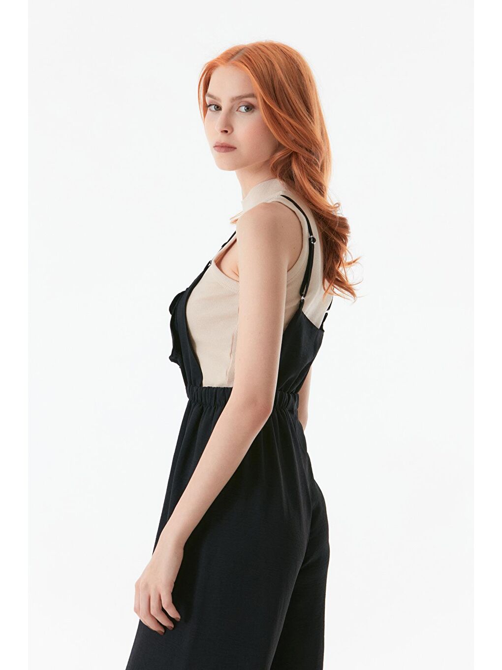 Siyah Askılı Önü Cepli Tulum-4