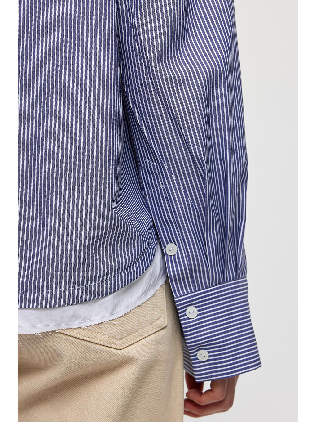 Garnili Çizgili Gömlek-Lacivert-3