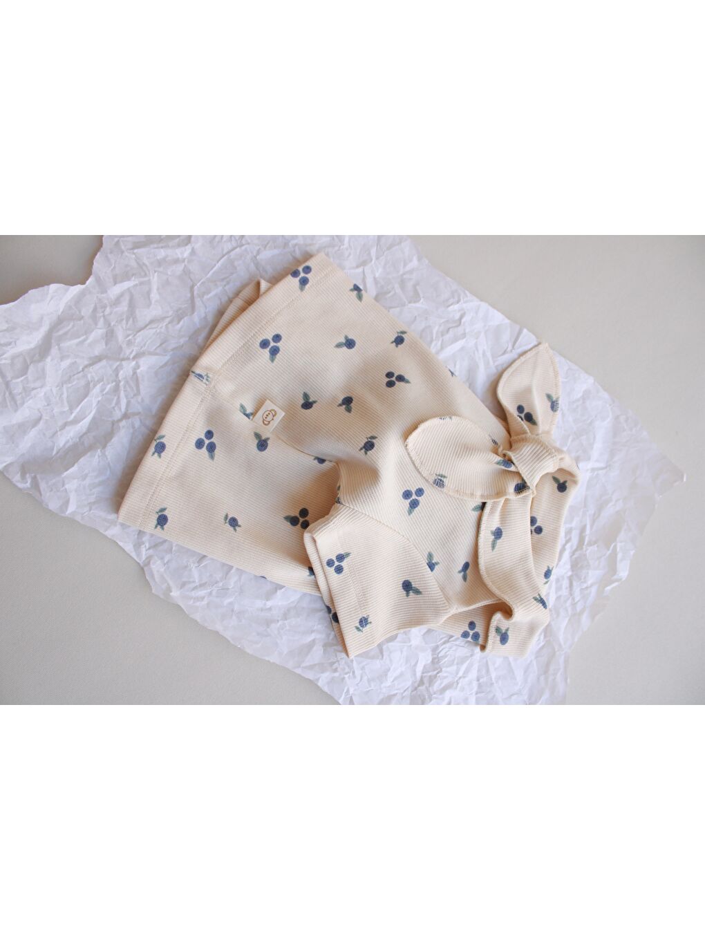 Ekru Blueberry Baskı Kaşkorse Yaka Bağlamalı Takım-7