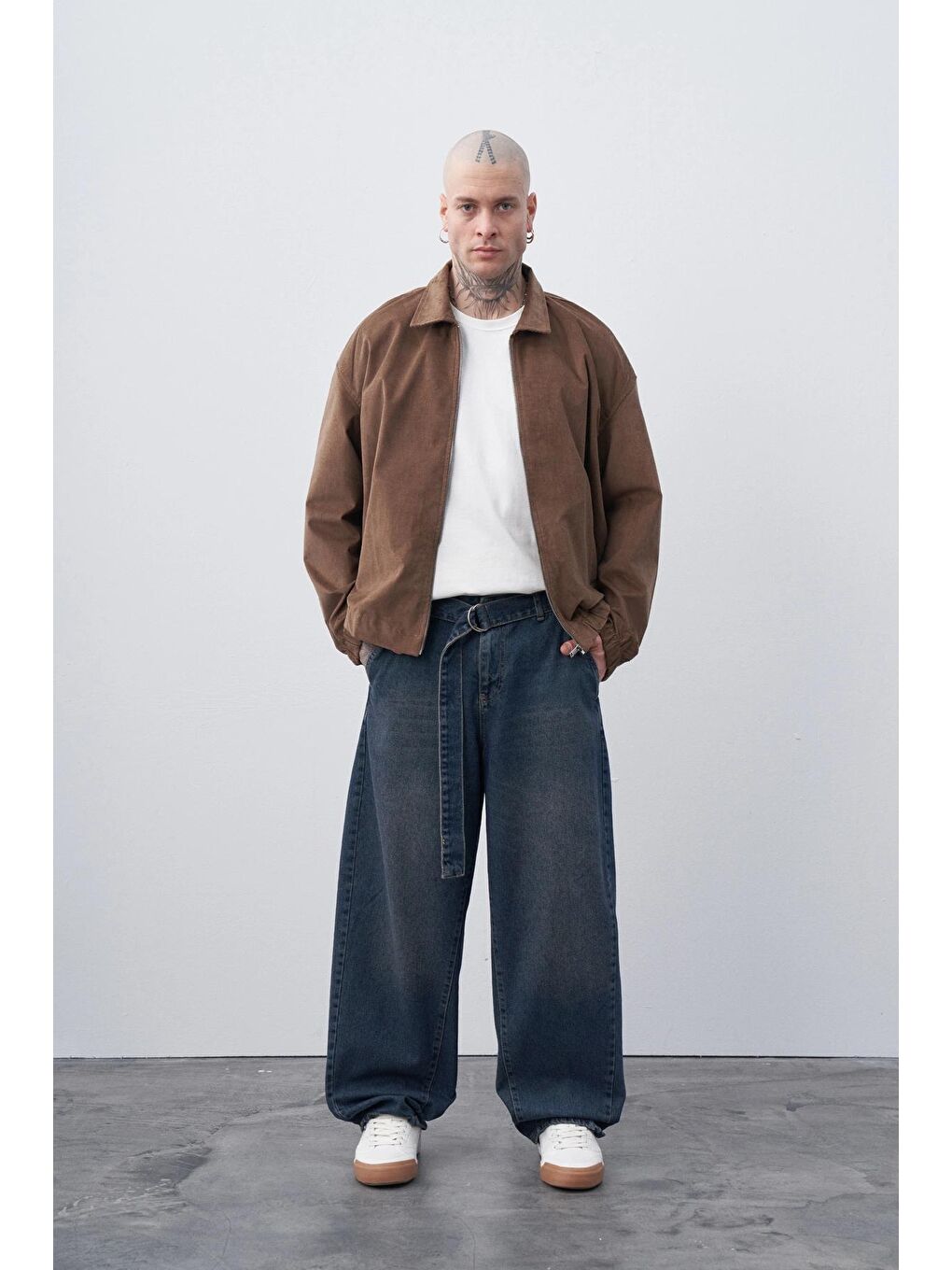 Mavi Kemer Detaylı Slochy Baggy Jean-3