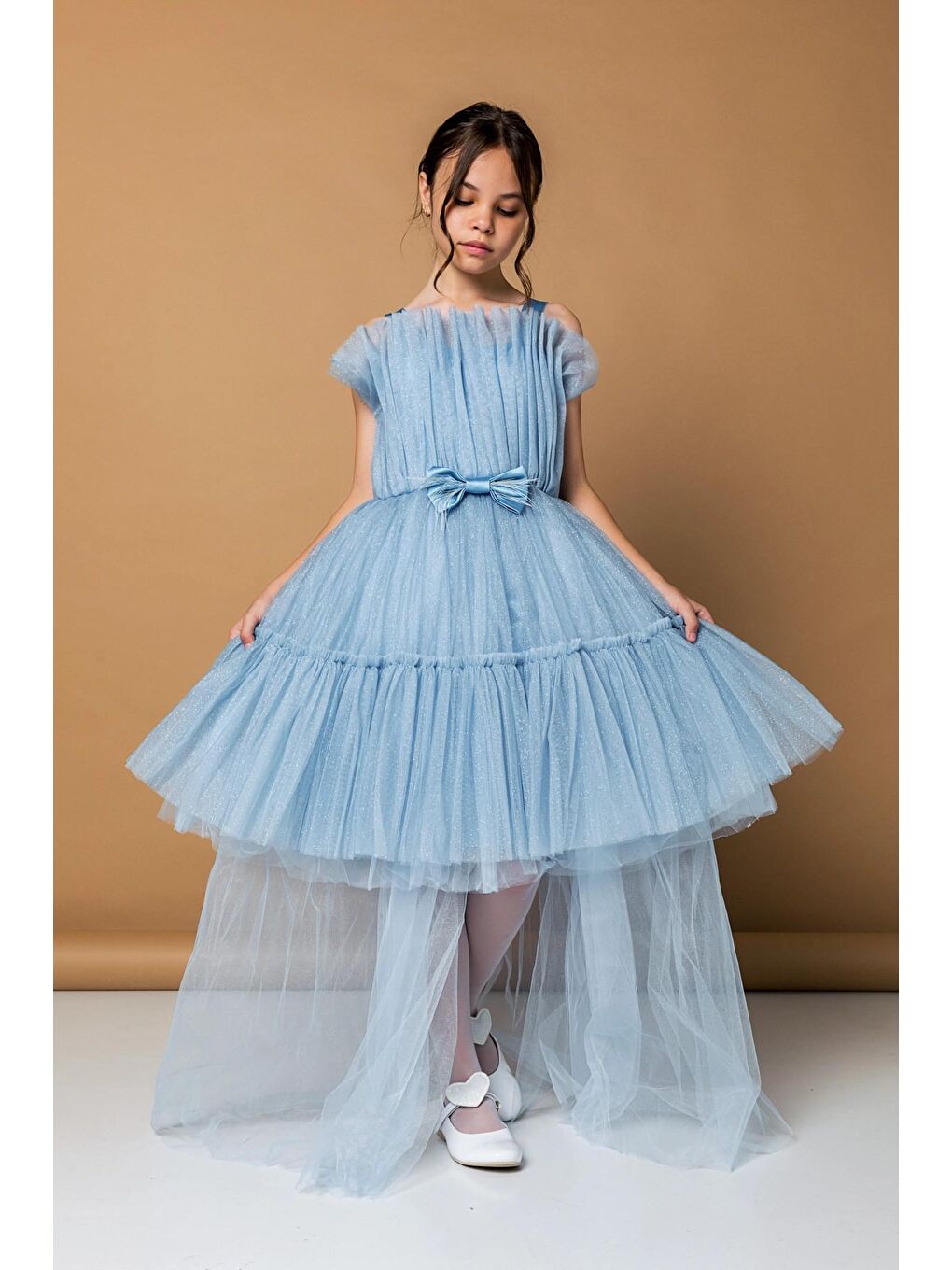 Mavi Simli Askılı Abiye 2270