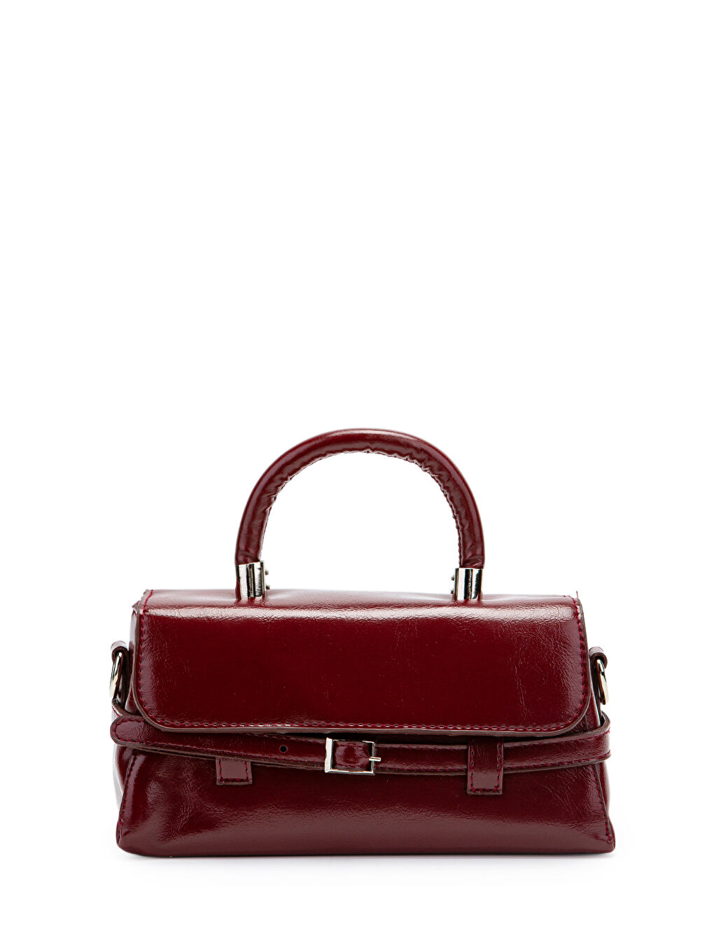 Kemer Detaylı Suni Deri Kadın Çapraz Çanta Nora Bordo