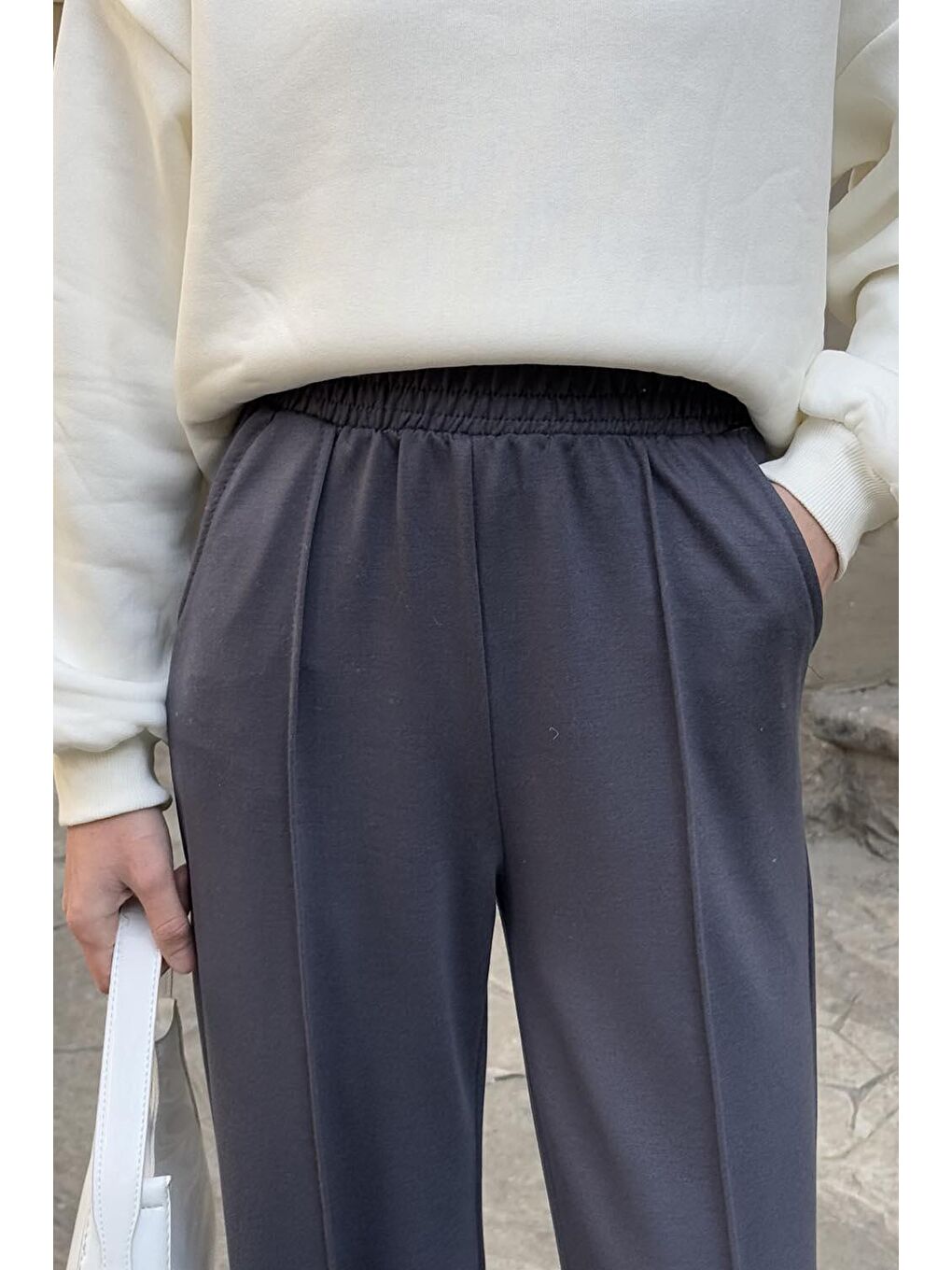 Çıma Detaylı Pantolon Antrasit-2