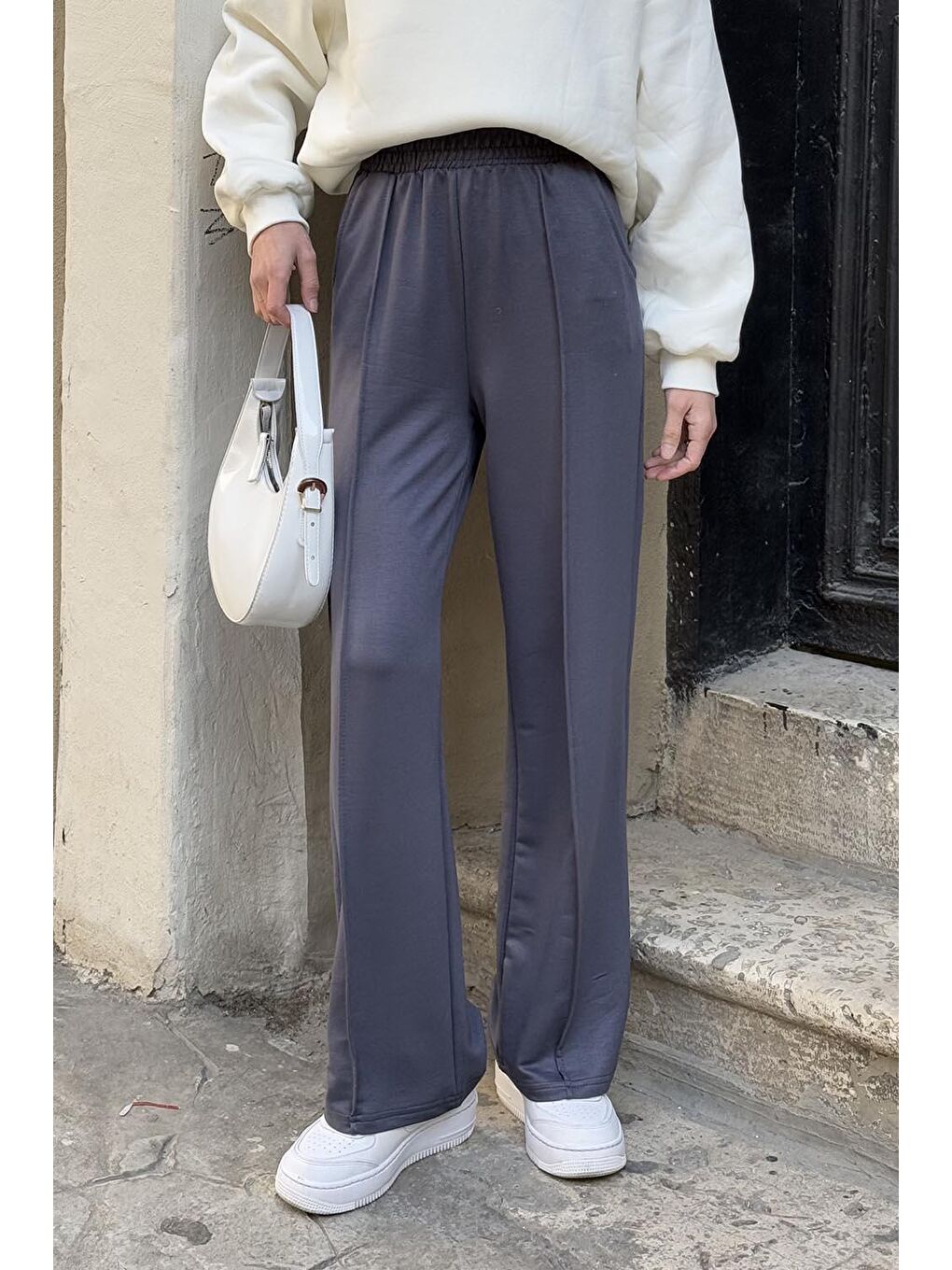 Çıma Detaylı Pantolon Antrasit-3