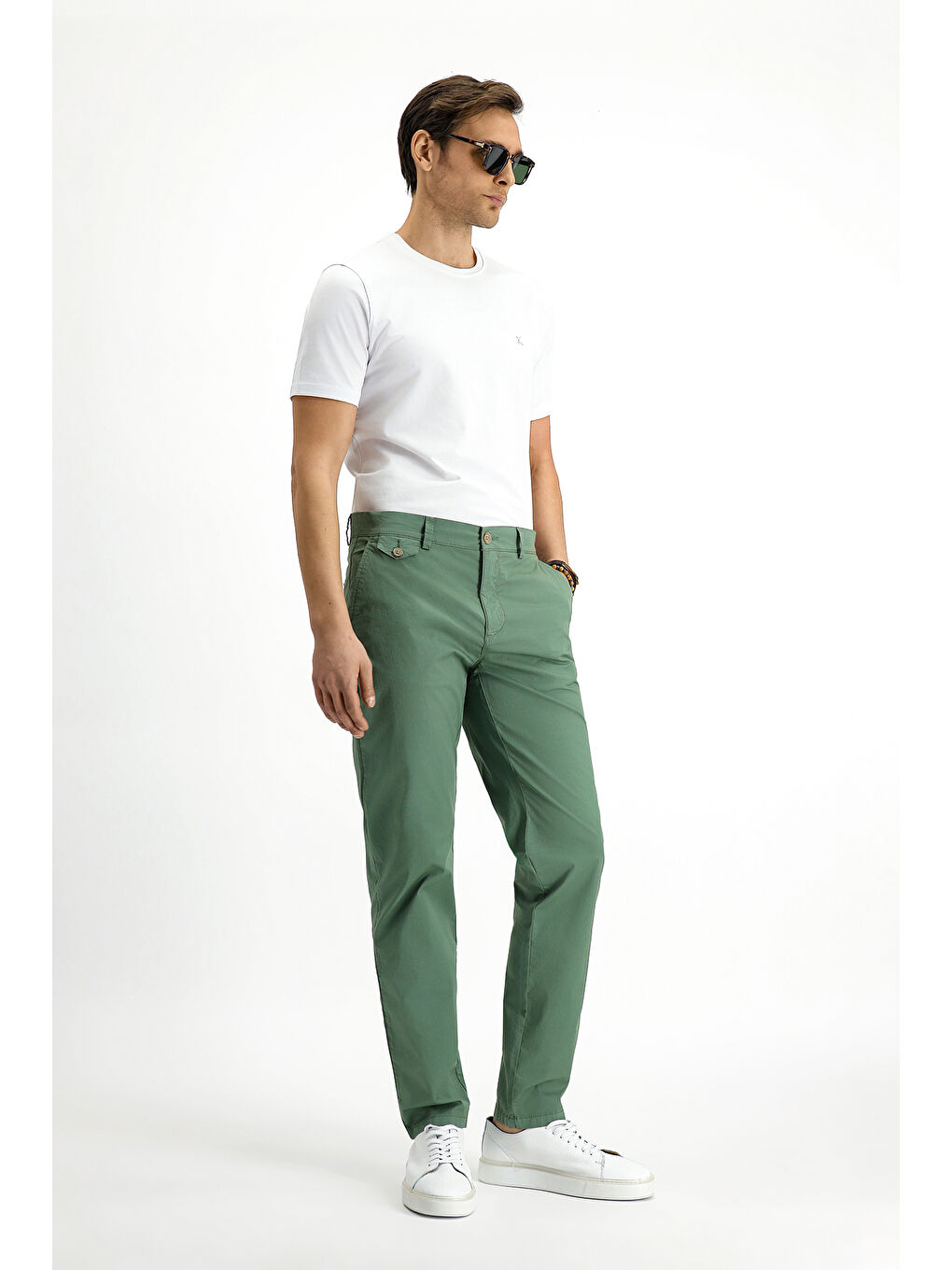 Haki Regular Fit Elastanlı Kanvas / Chino Pantolon-1