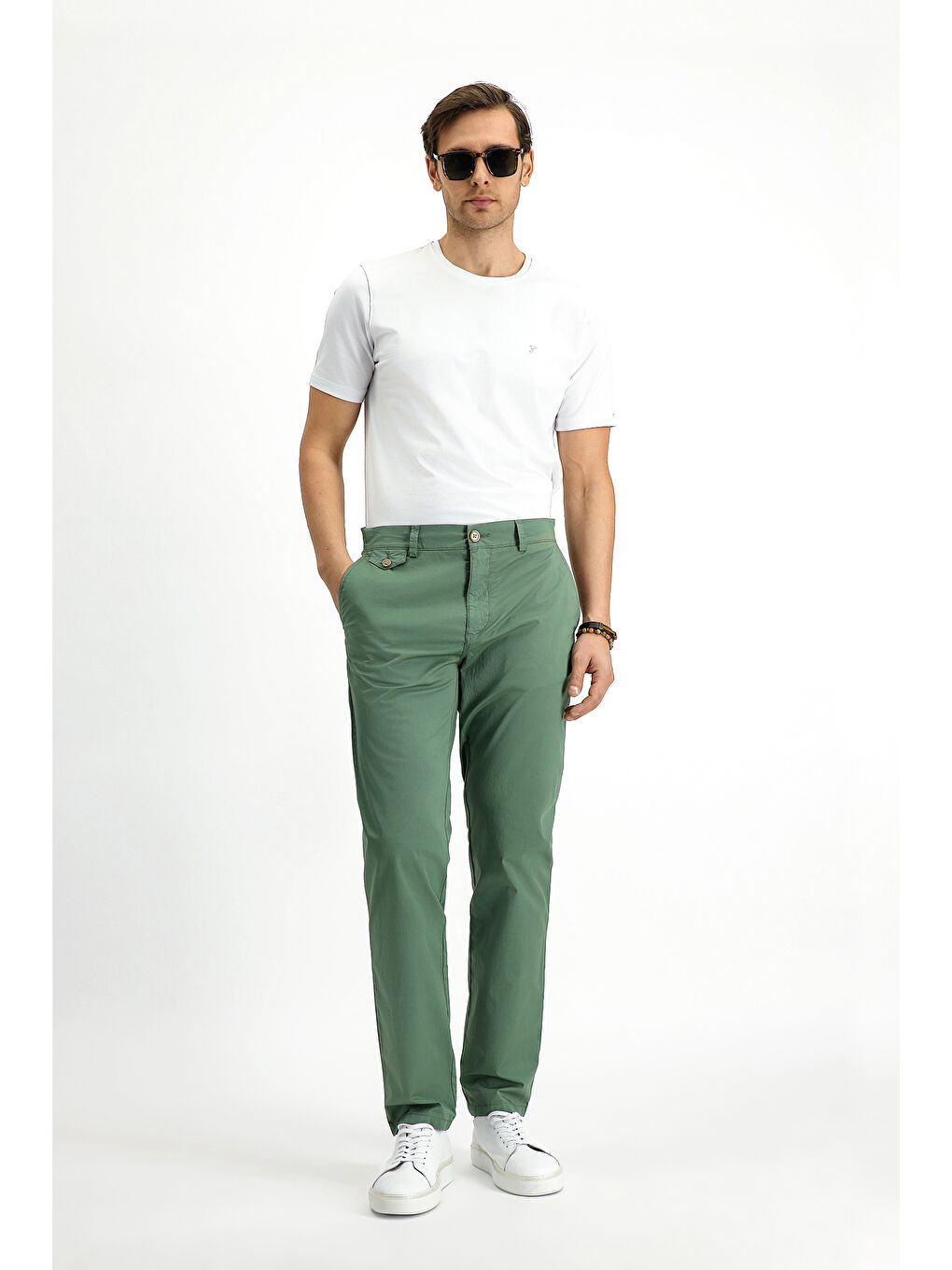 Haki Regular Fit Elastanlı Kanvas / Chino Pantolon-2