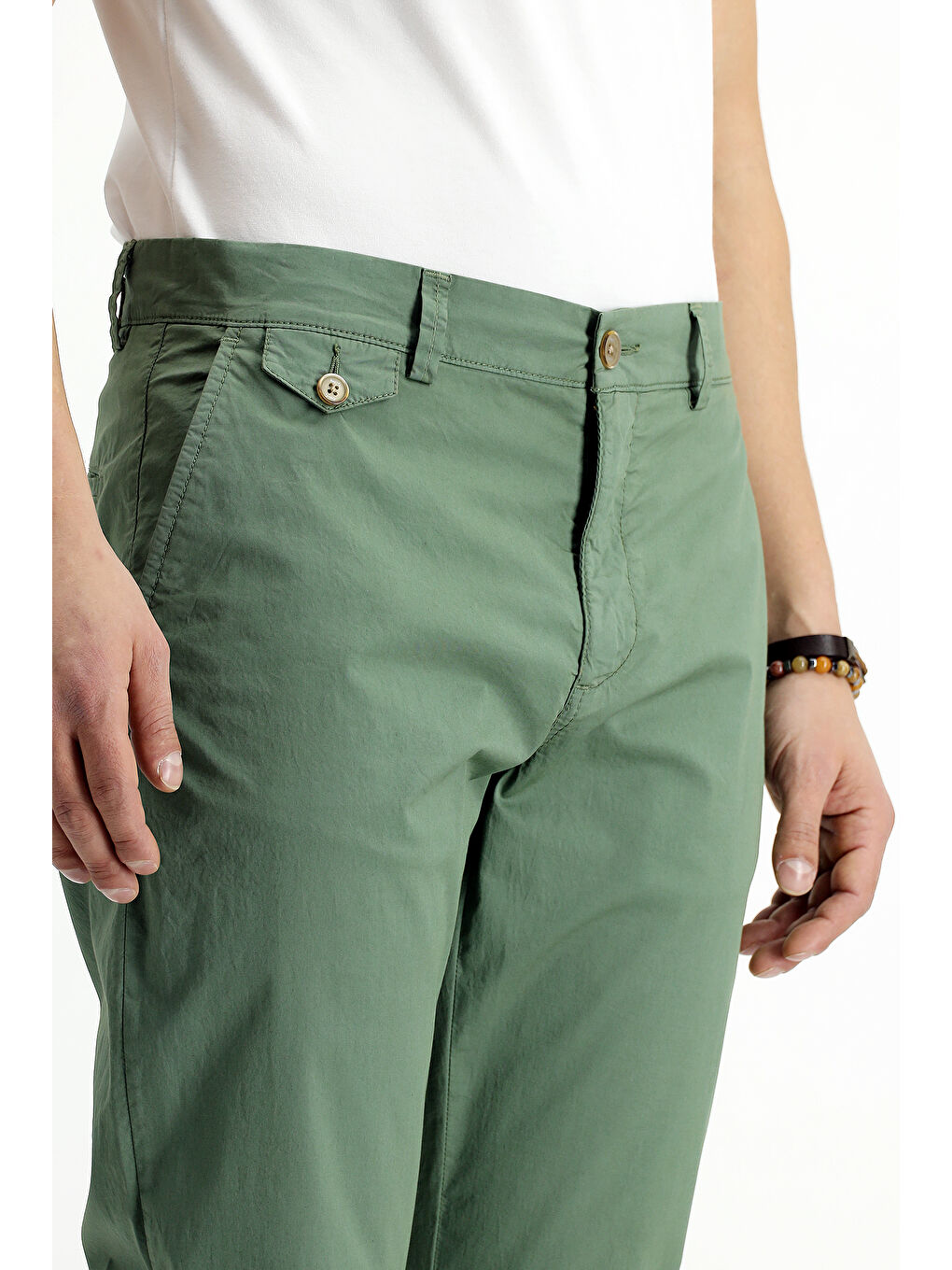 Haki Regular Fit Elastanlı Kanvas / Chino Pantolon-4