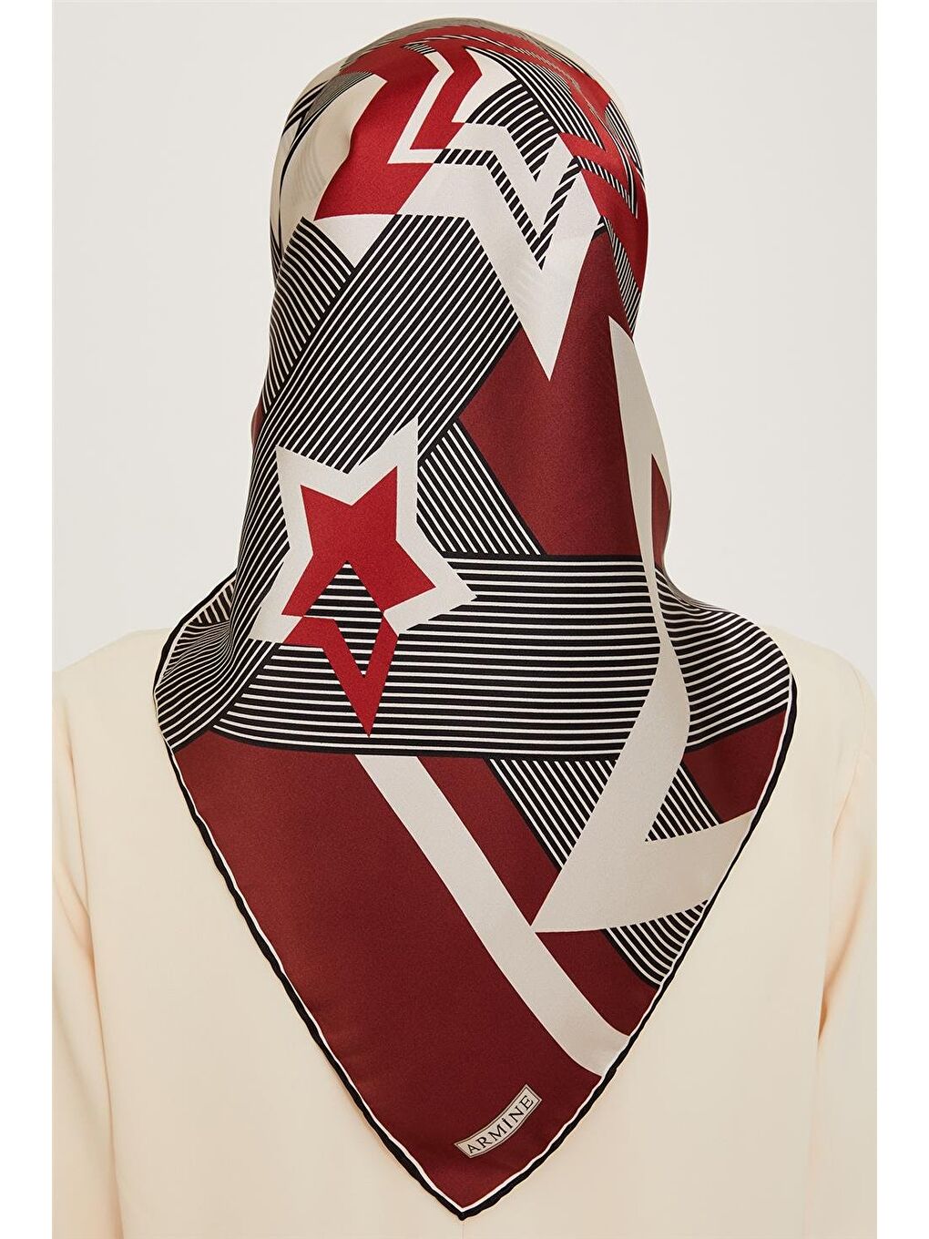 Kahverengi Obje Desenli Twill Saf İpek Eşarp 9254D 01 09-3