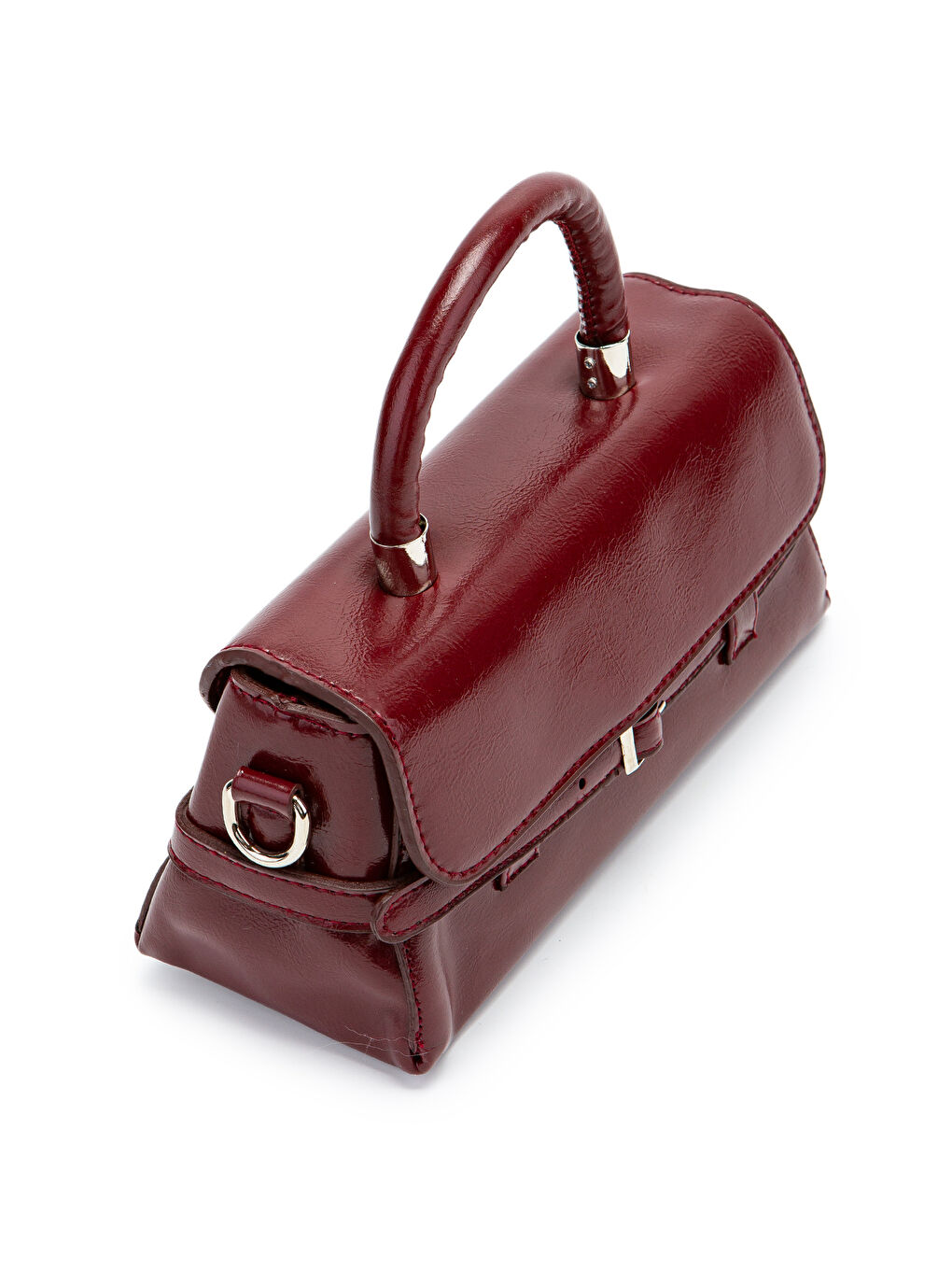 Kemer Detaylı Suni Deri Kadın Çapraz Çanta Nora Bordo-2