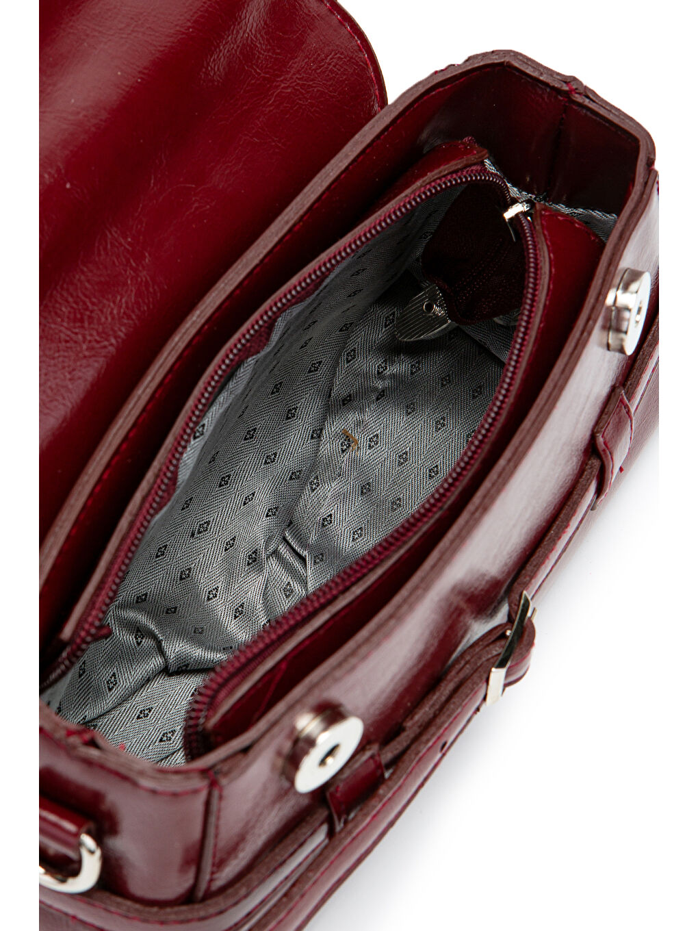 Kemer Detaylı Suni Deri Kadın Çapraz Çanta Nora Bordo-4