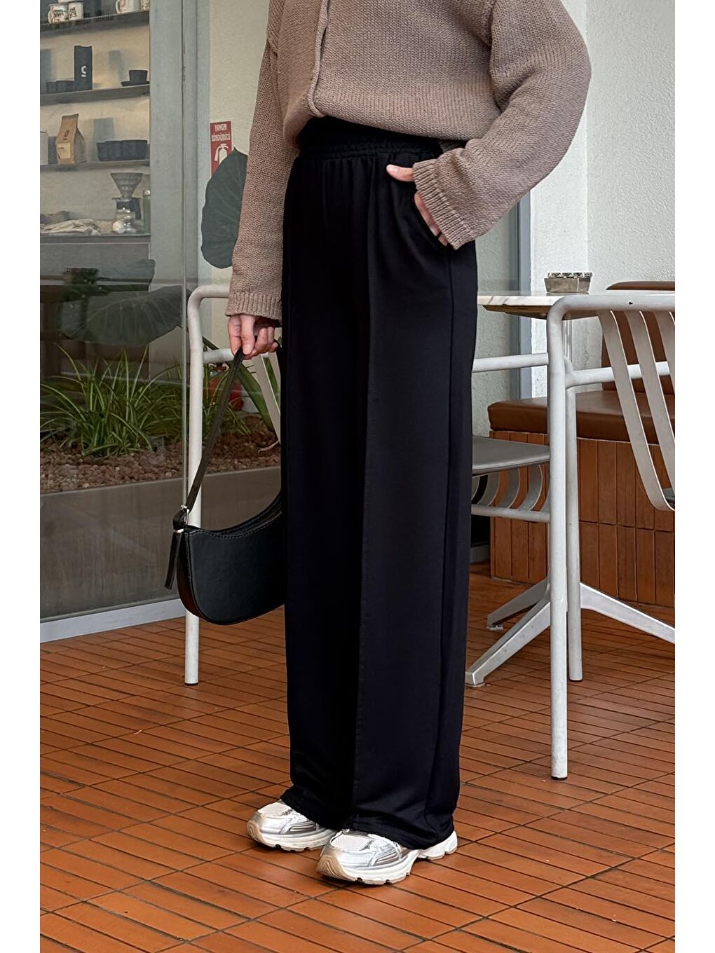 Çıma Detaylı Pantolon Siyah-1