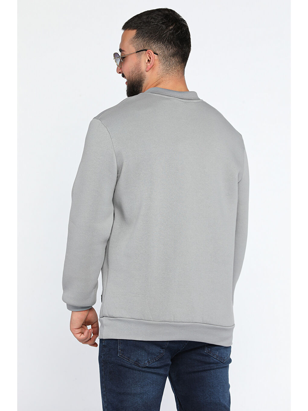 Mishar İtalia Gri Erkek Polo Yaka Şardonlu Üç İplik Sweatshirt - 1