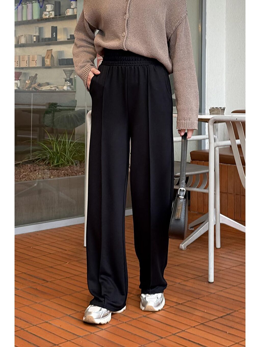 Çıma Detaylı Pantolon Siyah-2