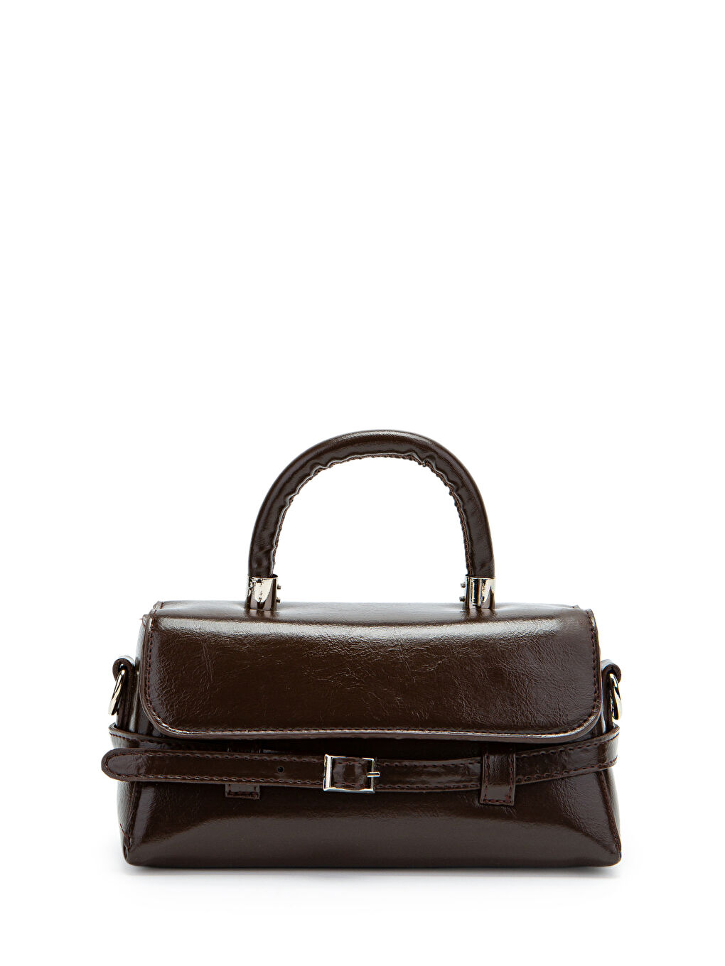 Kemer Detaylı Suni Deri Kadın Çapraz Çanta Nora Kahverengi